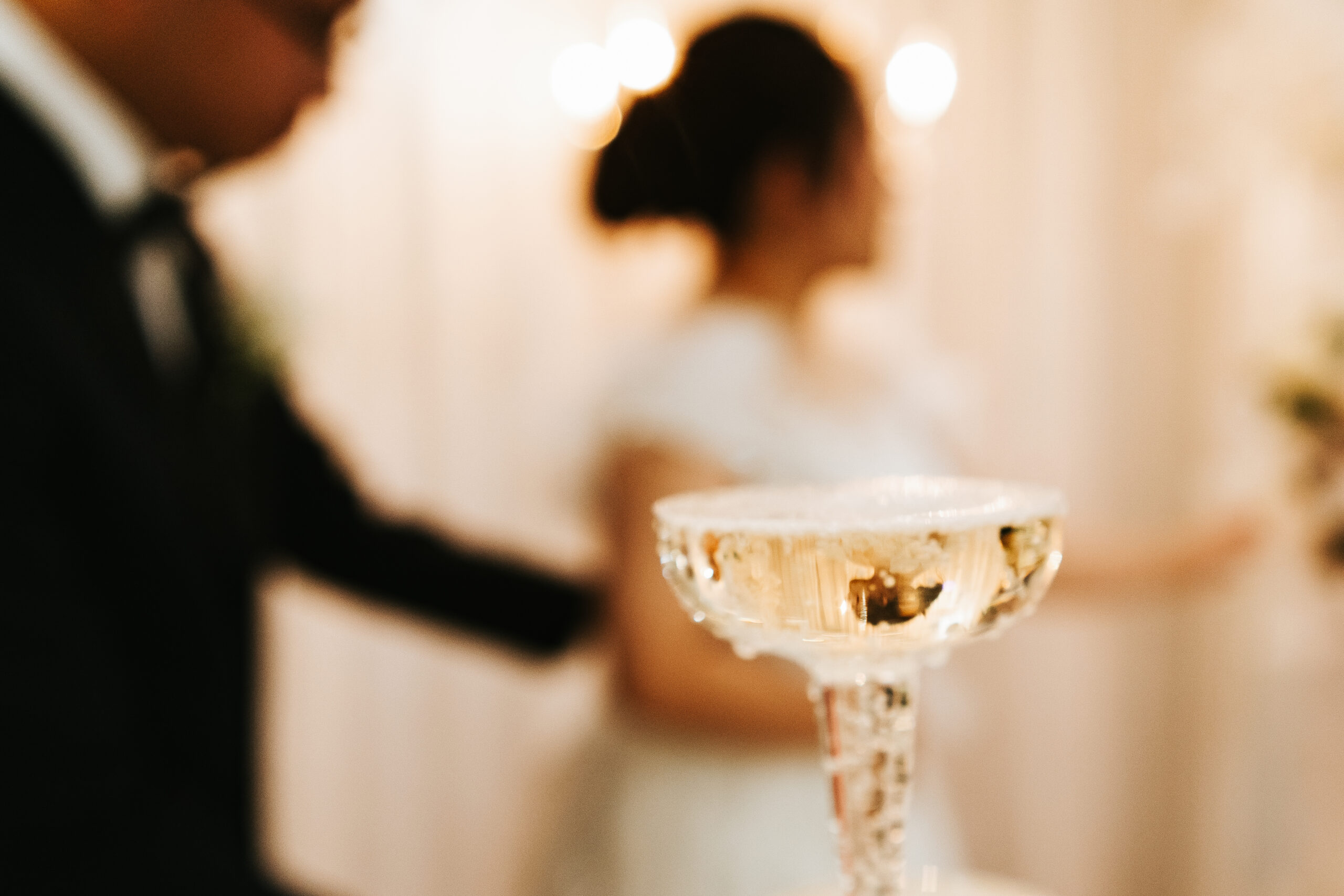 close up of a drink at a wedding reception