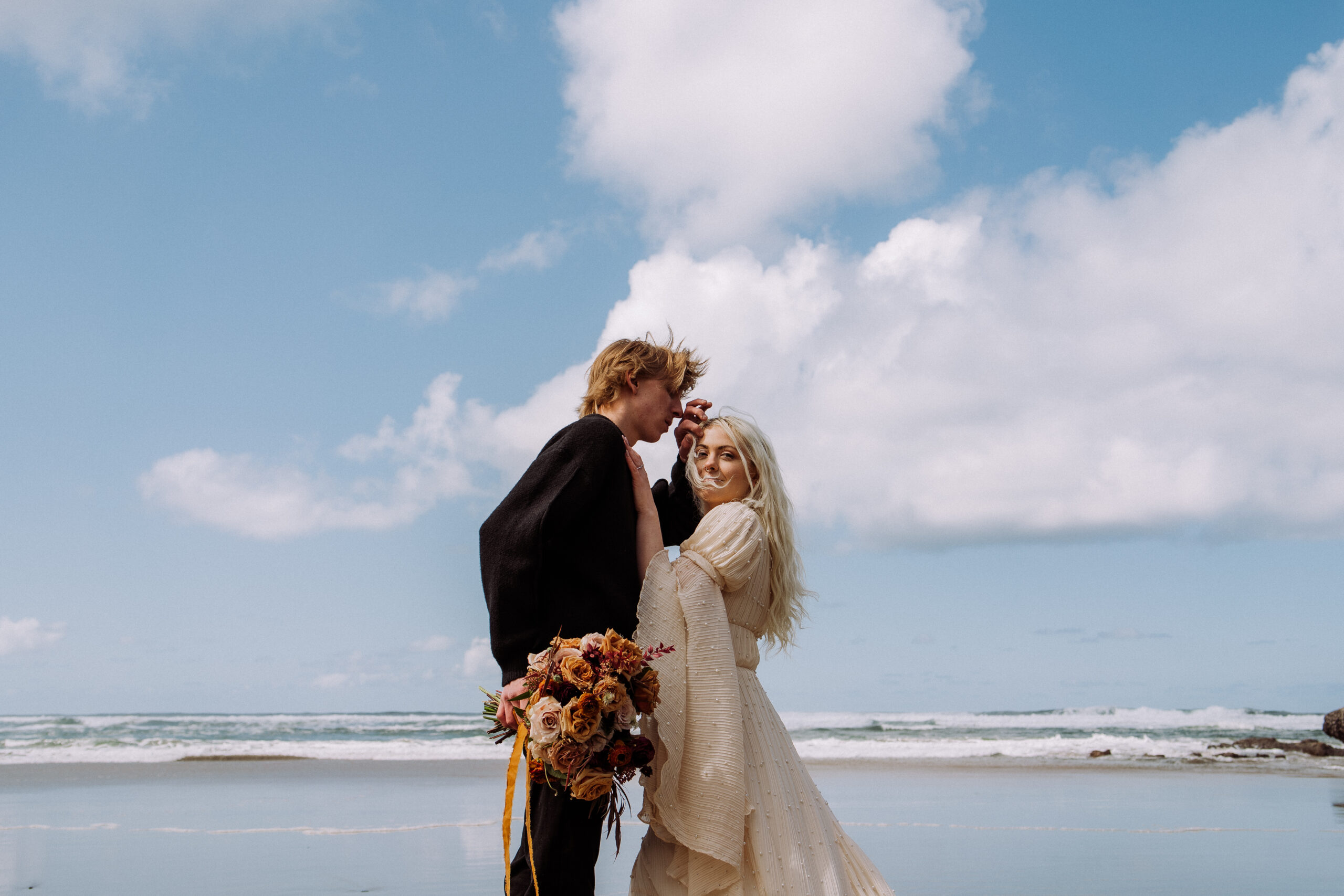 happy bride and groom eloping at destination wedding
